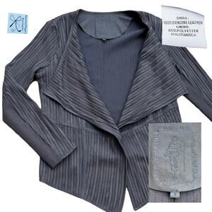 My Tribe Genuine Leather Stripes Cardigan Sz S